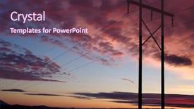  Presentation with power lines - Amazing PPT layouts having purple high voltage - power lines against a beautiful backdrop and a tawny brown colored foreground
