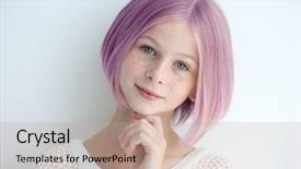  Presentation with hair color - Amazing PPT layouts having purple kid - lilac color for trendy hairstyle backdrop and a coral colored foreground