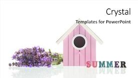  Presentation with pink and purple - Beautiful PPT theme featuring purple lavender with pink bird backdrop and a white colored foreground