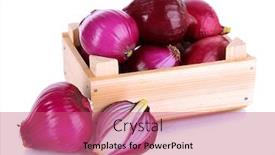 Presentation with onion - PPT layouts enhanced with purple-onion-in-wooden-box background and a coral colored foreground