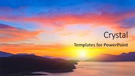  Presentation with sea - Amazing theme having purple orange - sunset over sea backdrop and a coral colored foreground