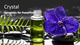  Presentation with fern - Slide deck having purple orchid with pebbles and massage oil fern on wet background background and a dark gray colored foreground