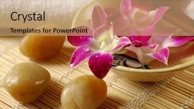  Presentation with purple orchids - Presentation theme with purple orchids in a spa background and a coral colored foreground