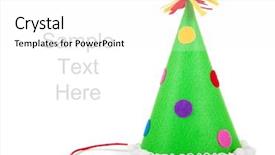  Presentation with purple birthday party - Theme consisting of purple party - green polka-dotted birthday hat background and a white colored foreground