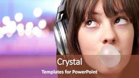  Presentation with abstract music - Beautiful slide set featuring purple party - portrait of young woman listening backdrop and a red colored foreground