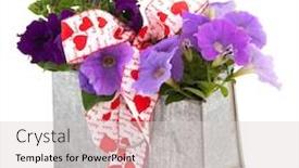  Presentation with ornament - Slide deck having purple-petunia-plants-in-metal background and a light gray colored foreground