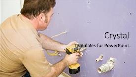  Presentation with pipe - Colorful slide set enhanced with purple pipe - carpenter using a power drill backdrop and a  colored foreground