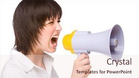  Presentation with full length portrait two men women brown sweater - PPT theme enhanced with purple pipe - full isolated portrait background and a lemonade colored foreground