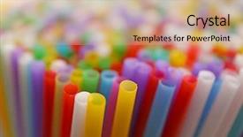  Presentation with many bubbles in water close - Presentation consisting of purple pipe - many colorful straws for drinks background and a  colored foreground