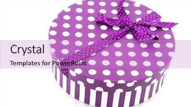  Presentation with speckles - Slide deck consisting of purple present with speckles and stripes isolated over white background and a lilac colored foreground