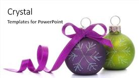 Presentation with religious christmas - Amazing PPT theme having purple religious - christmas ball isolated on white backdrop and a white colored foreground