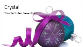 Presentation with white christmas - Audience pleasing PPT theme consisting of purple ribbon - christmas ball isolated on white backdrop and a white colored foreground