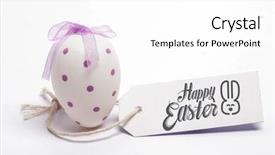  Presentation with white easter lily flowers - Presentation theme enhanced with purple ribbon - happy easter against white easter background and a  colored foreground