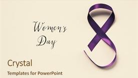  Presentation with purple - Slides featuring purple ribbon forming an 8 background and a cream colored foreground