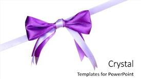  Presentation with purple floral sword - Colorful PPT layouts enhanced with purple ribbon isolated on white backdrop and a white colored foreground