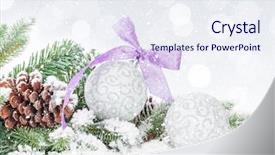  Presentation with snow - Presentation design featuring purple ribbon over snow bokeh background and a sky blue colored foreground