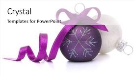  Presentation with white christmas - PPT theme enhanced with purple spiral - christmas ball isolated on white background and a white colored foreground