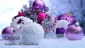  Presentation with purple stars - PPT theme with purple stars - christmas decorations on light background background and a light blue colored foreground