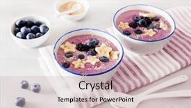  Presentation with purple stars - Beautiful slide set featuring purple stars - healthy berry smoothie bowl backdrop and a soft green colored foreground