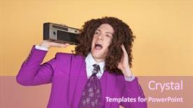  Presentation with afro - Slide deck having purple suit listening to music background and a violet colored foreground