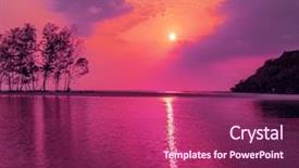  Presentation with purple - Cool new PPT theme with purple sunset over the sea backdrop and a violet colored foreground