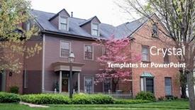  Presentation with dogwood tree - Audience pleasing slide set consisting of purple-townhouse-with-pink-dogwood backdrop and a coral colored foreground