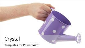  Presentation with purple - Slides featuring purple watering can with spout background and a white colored foreground