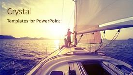  Presentation with yacht - Slide set consisting of purple wave - young couple looking background and a cream colored foreground