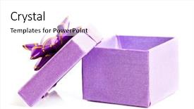  Presentation with an open gift box - Audience pleasing slides consisting of purple wedding - gift box isolated on white backdrop and a  colored foreground