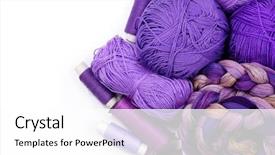  Presentation with yarn - Presentation design having purple yarn for knitting handmade background and a white colored foreground
