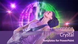  Presentation with pretty girl - Presentation theme consisting of purple yellow - pretty girl playing guitar background and a violet colored foreground