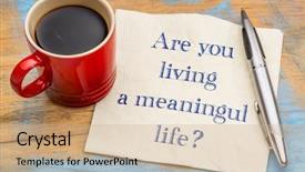  Presentation with living life - Audience pleasing PPT theme consisting of purpose - are you living a meaningful backdrop and a coral colored foreground