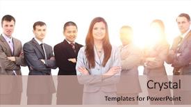  Presentation with ethnic - Cool new presentation theme with business woman with a multi backdrop and a coral colored foreground