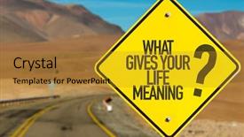  Presentation with desert - Theme with purpose - what gives your life meaning background and a gold colored foreground