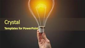  Presentation with light bulb - PPT theme having purpose withpower - hand holding light bulb background and a tawny brown colored foreground