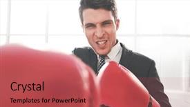  Presentation with boxing - Beautiful PPT theme featuring purpose withpower - purposeful young businessman in boxing backdrop and a  colored foreground