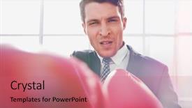  Presentation with boxing - Cool new presentation theme with purpose withpower - purposeful young businessman in boxing backdrop and a  colored foreground