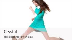  Presentation with running person - Amazing presentation having purposeful girl in broad jump backdrop and a sky blue colored foreground