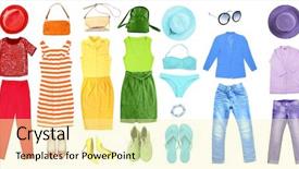  Presentation with fashion shoes - Slides having purses shoes - fashion set of rainbow colors background and a blonde colored foreground