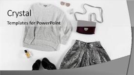  Presentation with youthful - Cool new PPT theme with purses shoes - set of women youthful clothes backdrop and a white colored foreground