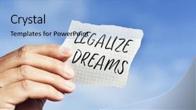  Presentation with dreams - PPT layouts with pursue - closeup of the hand background and a light blue colored foreground