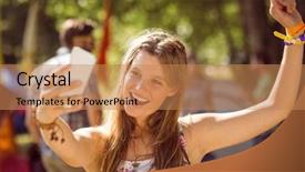  Presentation with festival music - Presentation theme having selfie at a music festival background and a coral colored foreground