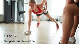  Presentation with sporty - Beautiful PPT layouts featuring young sporty woman doing push backdrop and a soft green colored foreground