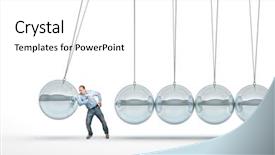  Presentation with newton cradle - Presentation design having push 3d abstract newton cradle background and a white colored foreground