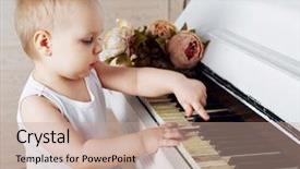  Presentation with baby - Slides having push button - one year old baby boy background and a coral colored foreground