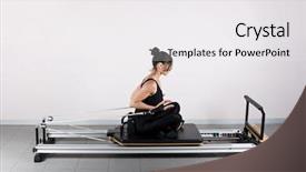  Presentation with evolution - Theme featuring push curls position pilates gymnastics is a germanic evolution of yoga used by athletes to improve flexibility and body fitness and by chiropractors for patient recovery background and a white colored foreground