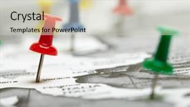  Presentation with route - Amazing PPT layouts having push pin - map route marked backdrop and a light gray colored foreground
