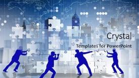  Presentation with puzzle pieces - Slide set consisting of push pull - business concept of teamwork background and a light blue colored foreground