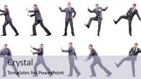  Presentation with octopus on isolated white - PPT theme with push pull - businessman in various poses isolated background and a  colored foreground