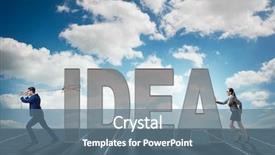  Presentation with idea - Slides enhanced with push pull - businesswoman and businessman in idea background and a ocean colored foreground